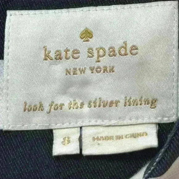 Kate Spade New York Black and Cream Midi Cotton/Silk Zippered Back Womens Size 8 - Picture 9 of 16